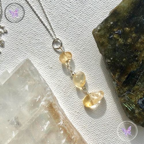 Citrine Chip Silver Pendant Necklace